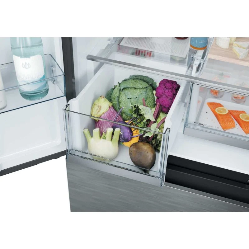 Haier Space-Fit American Style Fridge Freezer 60/40 No Frost - Platinum Inox - HFKR5718DNMM