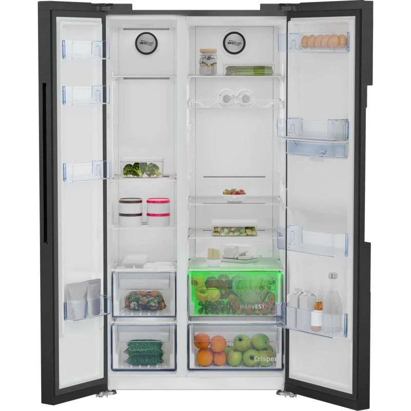 Beko American Style Fridge Freezer 50/50 NeoFrost - Black Steel - ASD2442VPZ