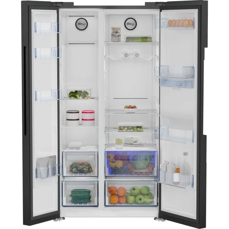 Beko American Style Fridge Freezer 50/50 NeoFrost - Black Steel - ASD2442VPZ