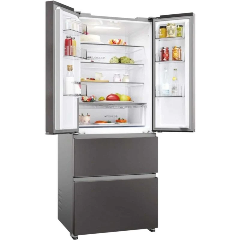 Haier HFR3718ENMD American Style Fridge Freezer 60/40 No Frost - Dark Inox