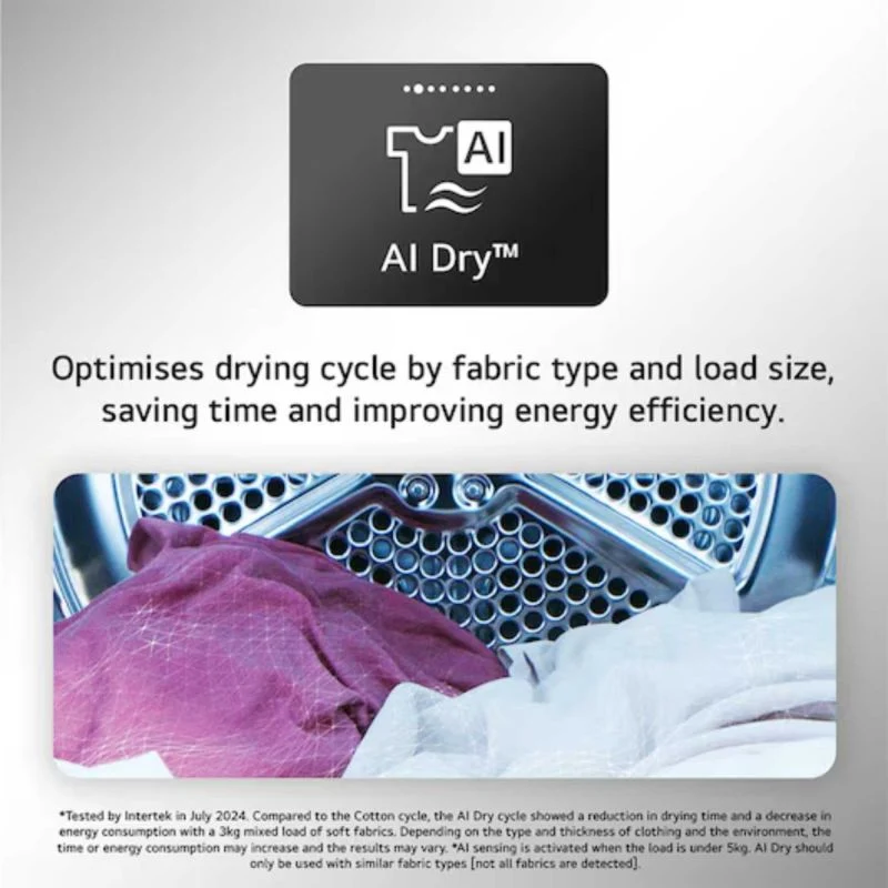 LG Series 7 AI Dry 9kg Heat Pump Tumble Dryer - RHX7009TWB