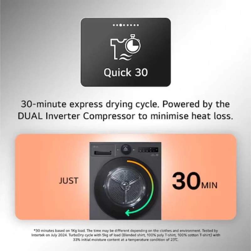 LG Series 7 AI Dry 9kg Heat Pump Tumble Dryer - RHX7009TWB