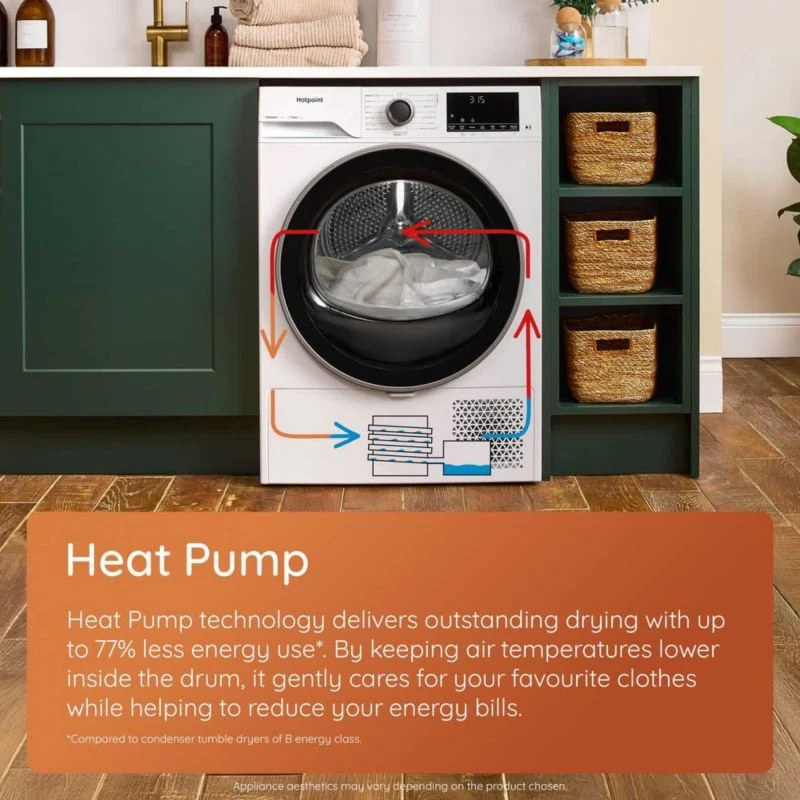Hotpoint Fabric Care 9kg Heat Pump Tumble Dryer - C HD 94M BBS UK
