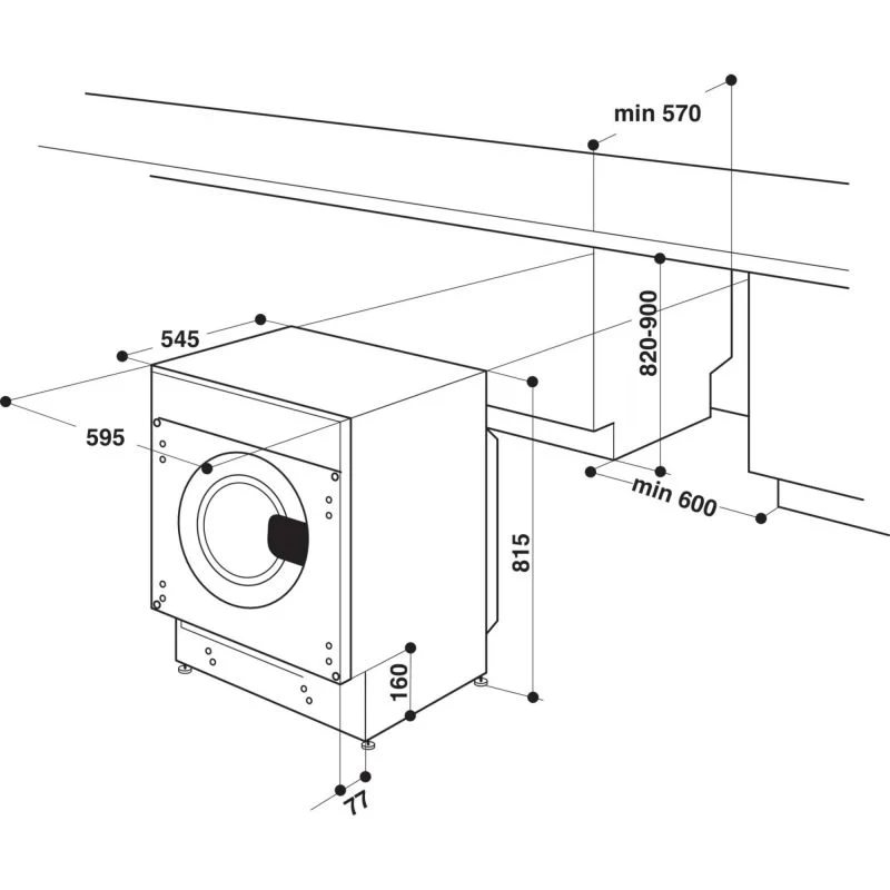 Indesit Push&Go 7kg Wash 5kg Dry 1400rpm Built-In Washer Dryer - BI WDIL 75148 UK