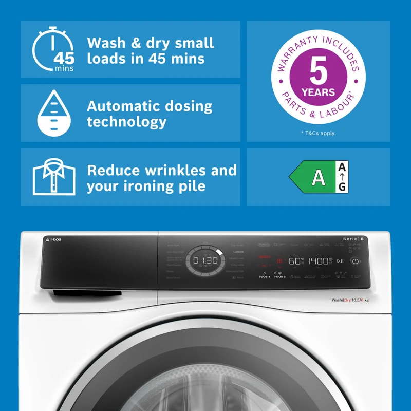 Bosch Series 8 10.5kg Wash 6kg Dry 1400rpm Washer Dryer - WNC25410GB