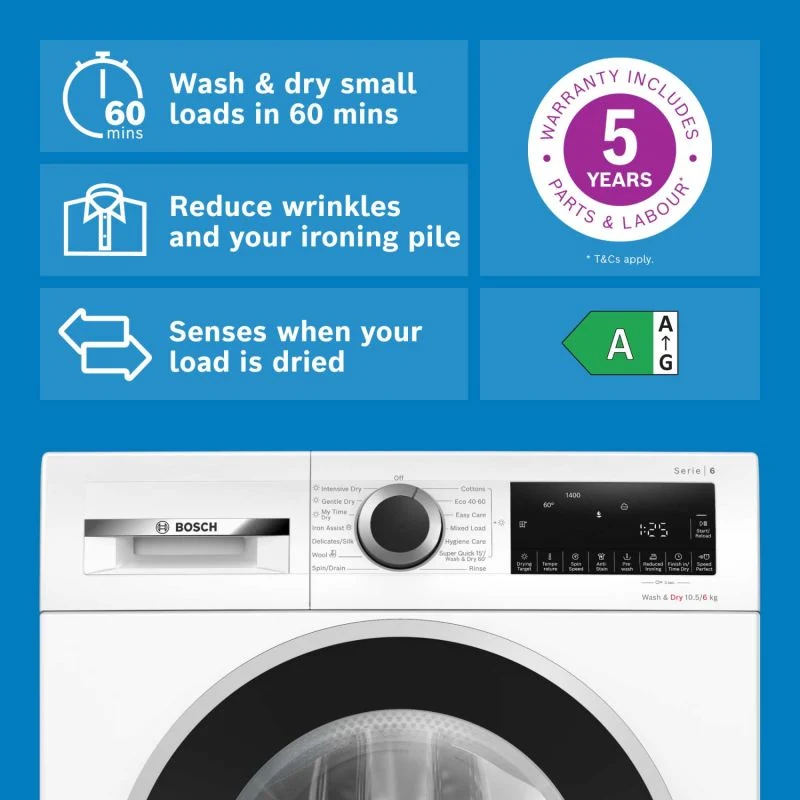 Bosch Series 6 10.5kg Wash 6kg Dry 1400rpm Washer Dryer - WNG25401GB