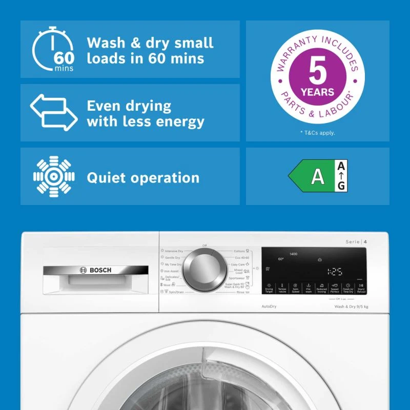 Bosch Series 4 9kg Wash 5kg Dry 1400rpm Washer Dryer - WNA144V9GB