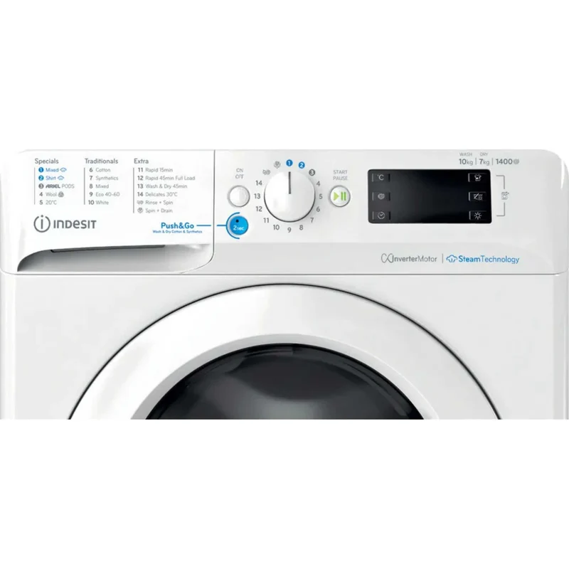 Indesit Push&Go 10kg Wash 7kg Dry 1400rpm Washer Dryer - BDE 107436 WV UK
