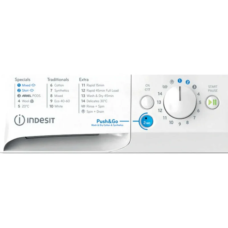 Indesit Push&Go 10kg Wash 7kg Dry 1400rpm Washer Dryer - BDE 107436 WV UK