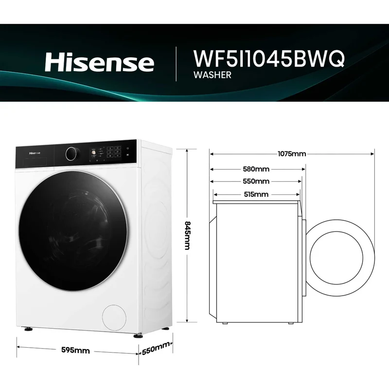 Hisense 5I Series 10.5kg 1400rpm Washing Machine - WF5I1045BWQ