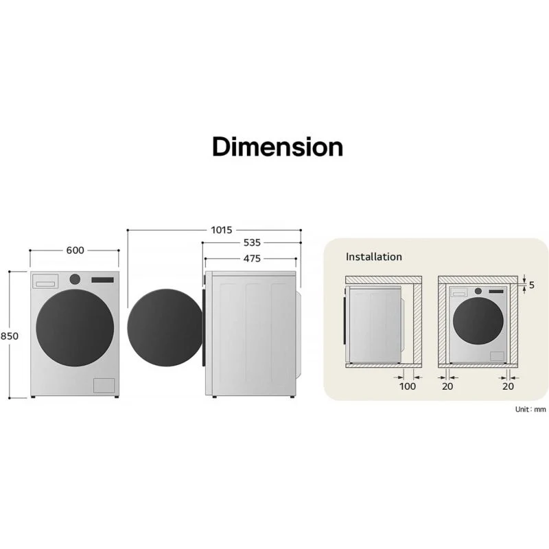LG Series 3 Counter-Depth MAX 9kg 1200rpm Washing Machine - F2Y509WBLN1