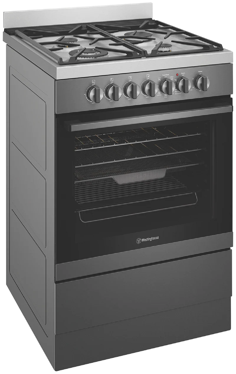 Westinghouse 60cm Dual Fuel Freestanding Cooker with Airfry, Dark Stainless Steel