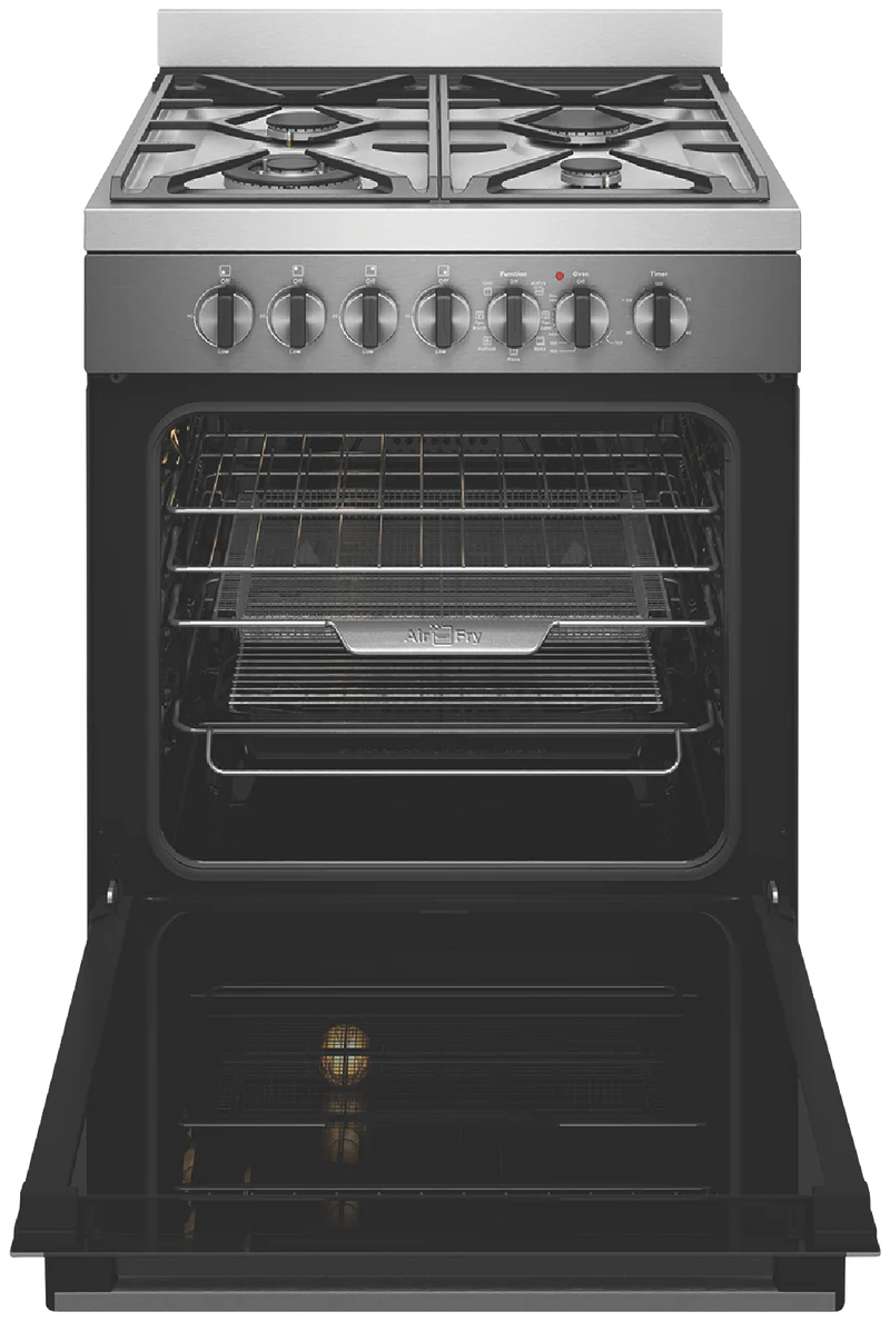 Westinghouse 60cm Dual Fuel Freestanding Cooker with Airfry, Dark Stainless Steel