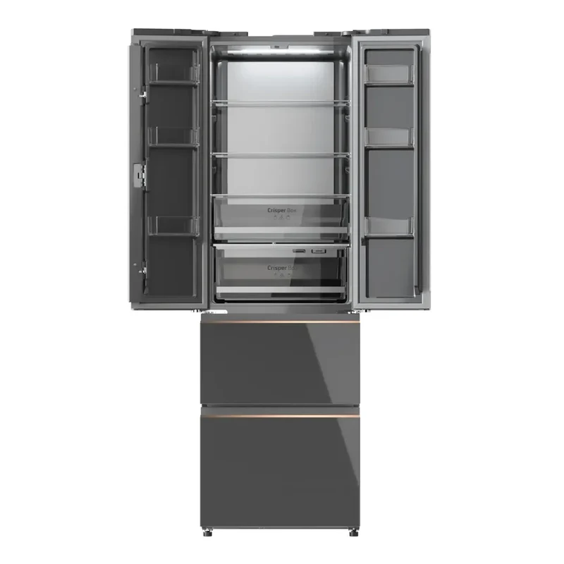Frigorífico French Door 4 Puertas, 400L, NoFrost, Cristal Gris, Eficiencia E de Cecotec