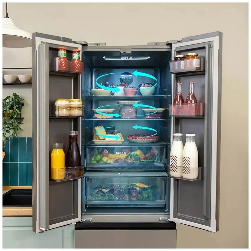 Frigorífico French Door 4 Puertas, 400L, NoFrost, Cristal Gris, Eficiencia E de Cecotec