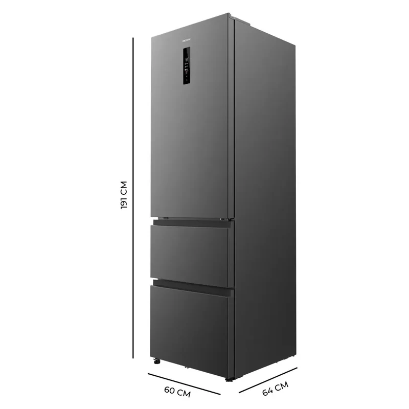 Frigorífico Combi 400L NoFrost Inverter con Diseño Moderno y Eficiencia Energética de Cecotec