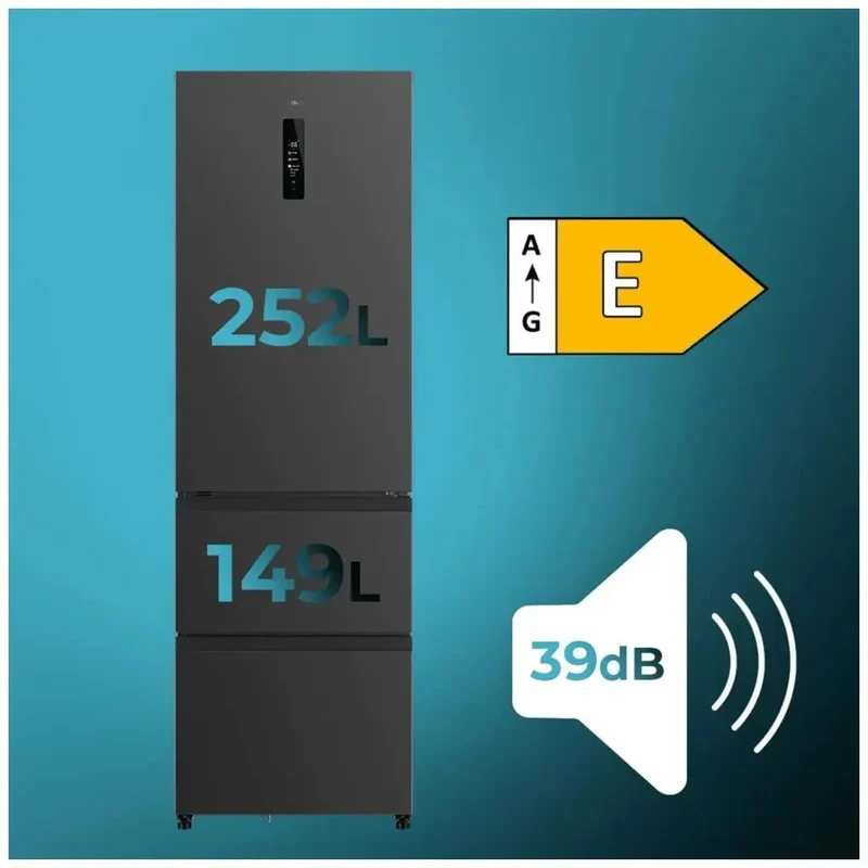 Frigorífico Combi 400L NoFrost Inverter con Diseño Moderno y Eficiencia Energética de Cecotec