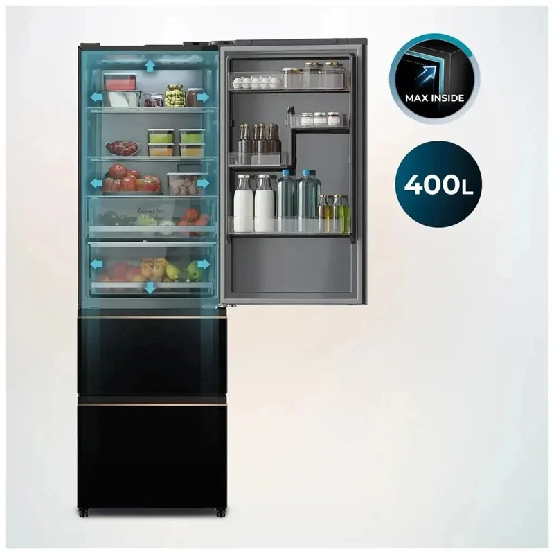 Frigorífico 400L Black Glass E: Elegancia y Eficiencia en tu Cocina Moderna de Cecotec