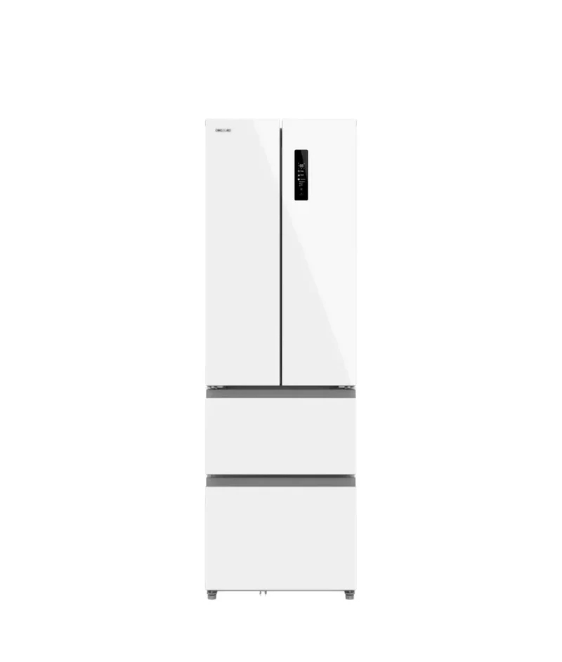 Frigorífico French Door 4 Puertas, 400L, NoFrost, Cristal Blanco, Clase E de Cecotec