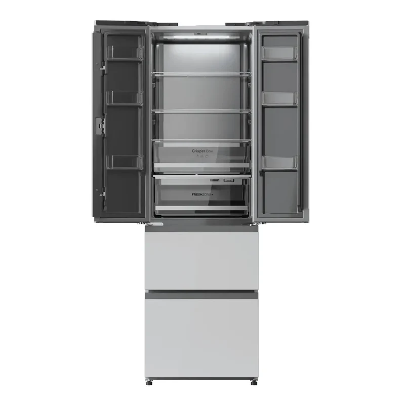 Frigorífico French Door 4 Puertas, 400L, NoFrost, Cristal Blanco, Clase E de Cecotec