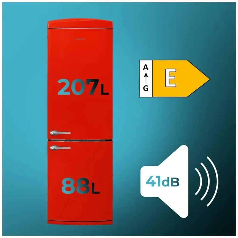 Frigorífico Retro Rojo 294L: Estilo Vintage y Eficiencia Total No Frost de Cecotec