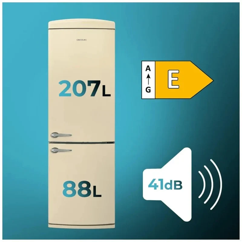 Frigorífico Retro Beige 294L: Estilo Vintage y Tecnología No Frost Eficiente de Cecotec