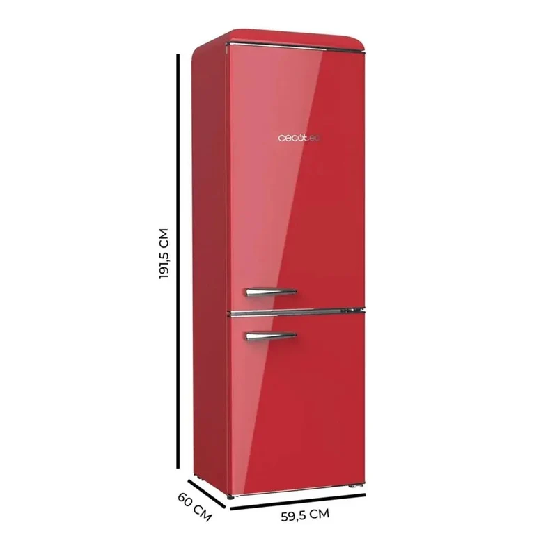 Frigorífico Retro 300L Rojo con Eficiencia Energética y Diseño Elegante de Cecotec
