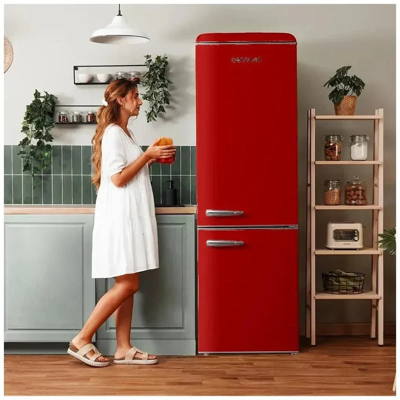 Frigorífico Retro 300L Rojo con Eficiencia Energética y Diseño Elegante de Cecotec