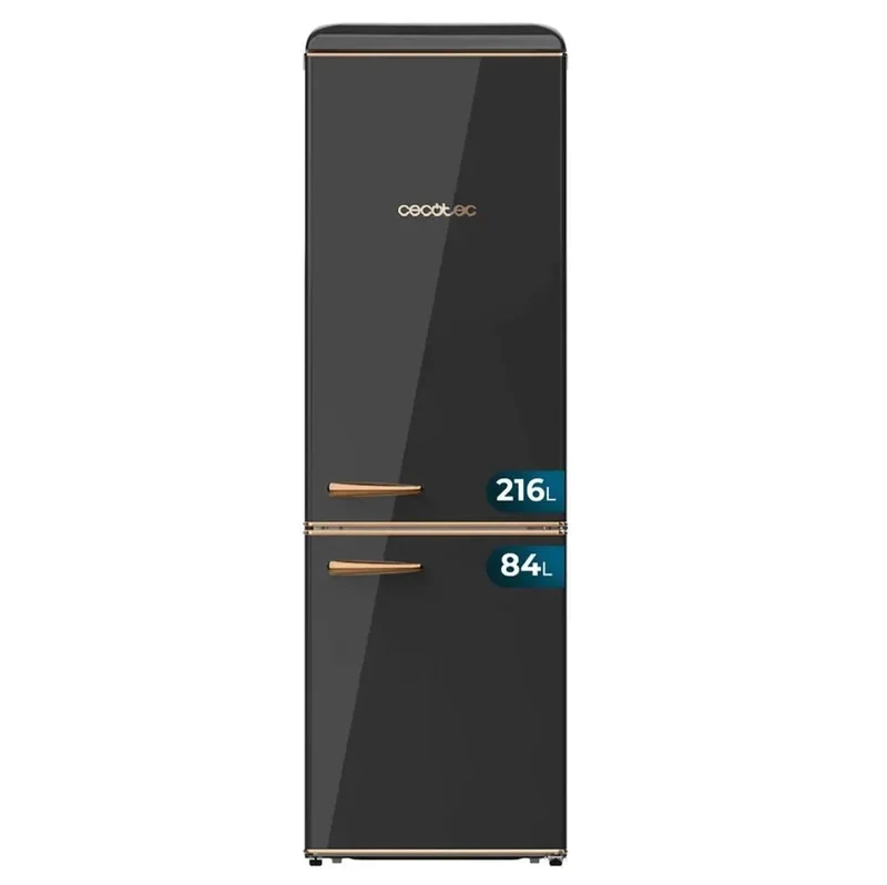 Frigorífico Retro 300L Negro, Clase E, Diseño Elegante y Eficiente Energéticamente de Cecotec