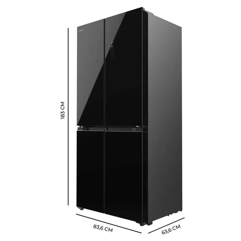 Frigorífico 4 Puertas Negro, 436L, Inverter Plus, No Frost, Eficiencia Energética E de Cecotec
