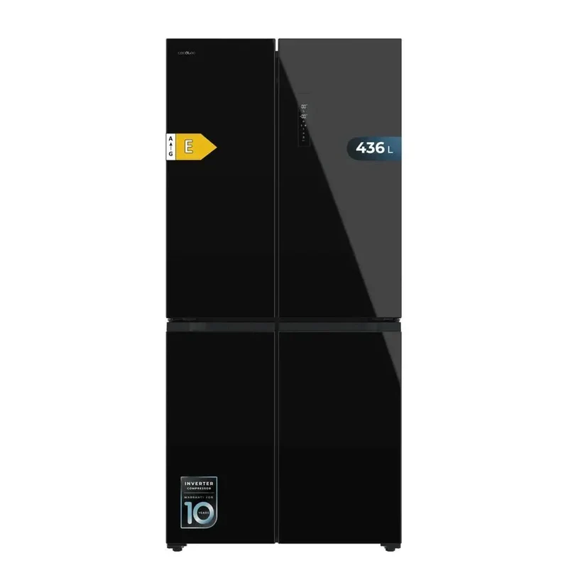 Frigorífico 4 Puertas Negro, 436L, Inverter Plus, No Frost, Eficiencia Energética E de Cecotec