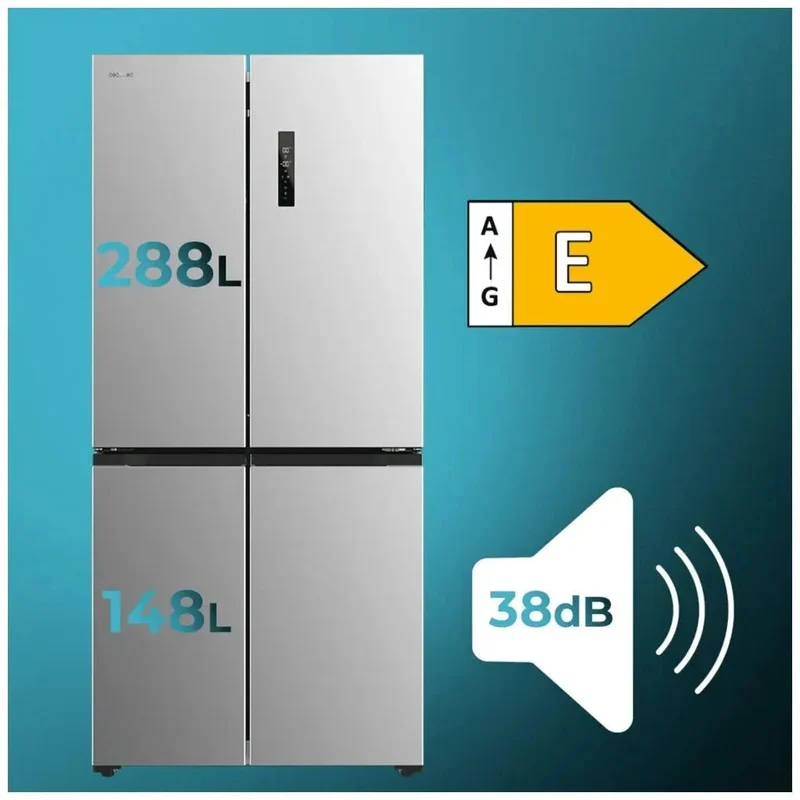Frigorífico 4 Puertas Inoxidable con Tecnología Avanzada y Eficiencia Energética de Cecotec