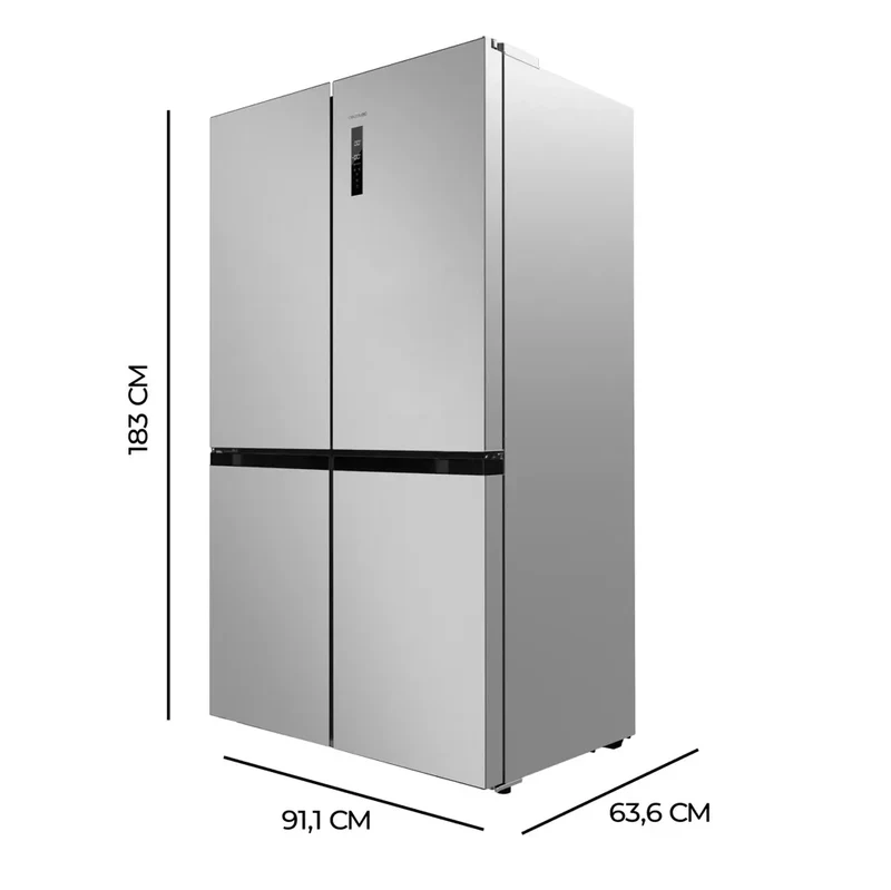 Frigorífico de 4 Puertas en Inox: Alta Capacidad, Eficiencia Energética y Tecnología Innovadora de Cecotec