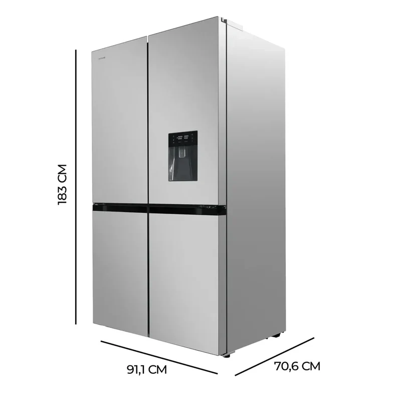 Refrigerador de 4 Puertas en Acero Inoxidable: Amplio Espacio, Eficiencia Superior y Tecnología Innovadora de Cecotec