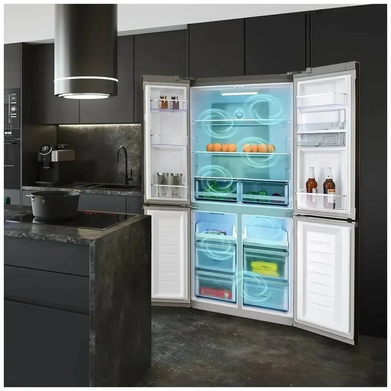 Refrigerador de 4 Puertas en Acero Inoxidable: Amplio Espacio, Eficiencia Superior y Tecnología Innovadora de Cecotec