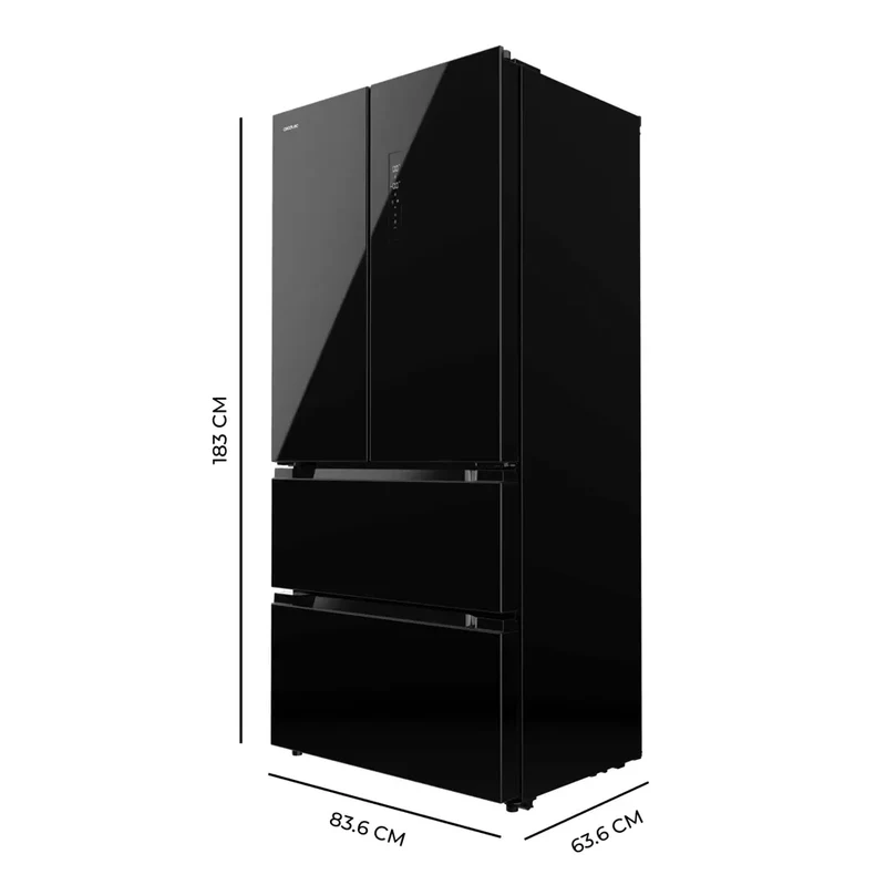 Frigorífico French Door Negro 436L, Eficiencia E, No Frost, Inverter Plus de Cecotec