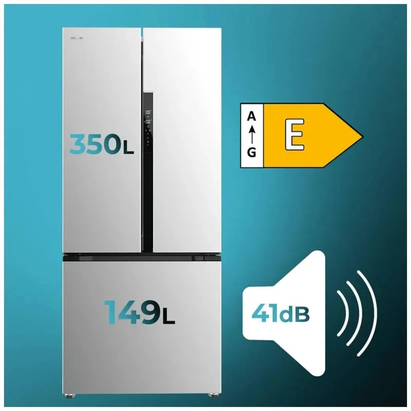 Frigorífico French Door Inox con Inverter Plus y Total No Frost, 436L, Clase E de Cecotec