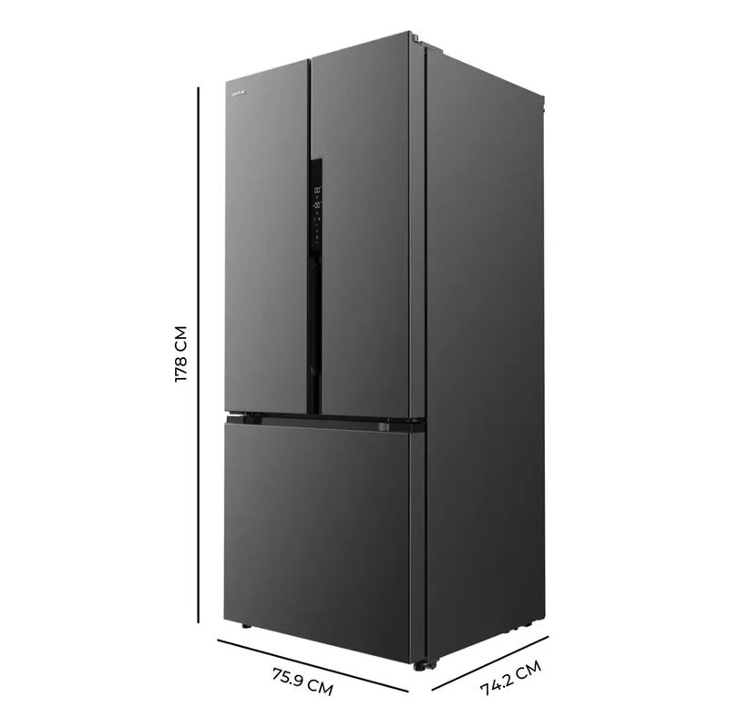 Frigorífico French Door 499L Inox con Tecnología Avanzada y Eficiencia Energética de Cecotec
