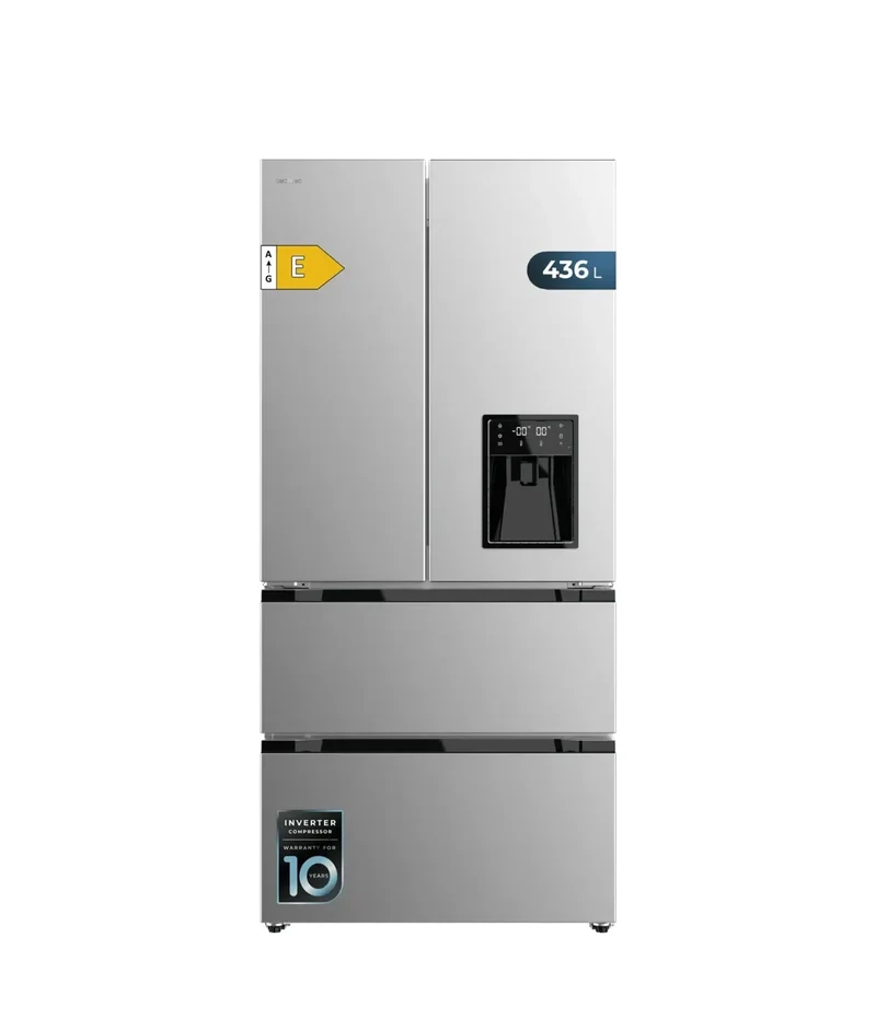 Frigorífico French Door Inox con Inverter Plus y No Frost, 436L, Clase E de Cecotec