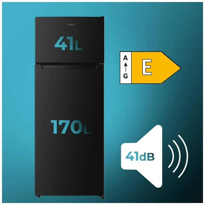 Frigorífico Negro 211L, Diseño Minimalista y Eficiencia Energética Clase E de Cecotec