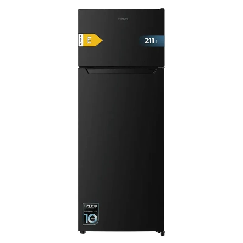 Frigorífico Negro 211L, Diseño Minimalista y Eficiencia Energética Clase E de Cecotec