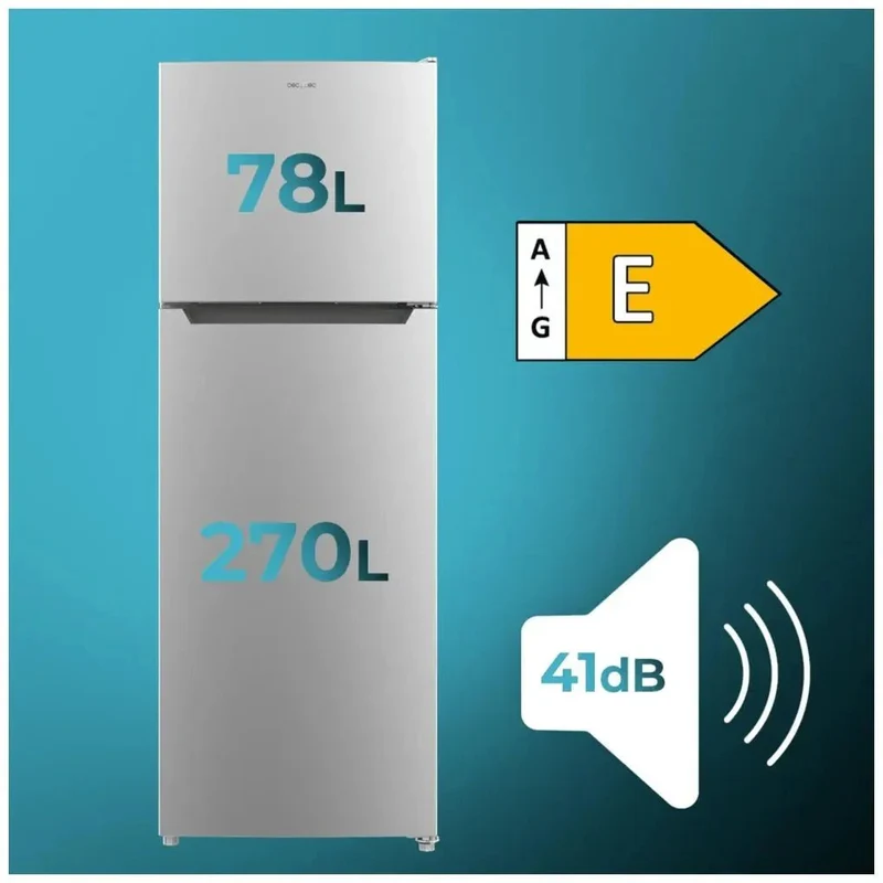 Frigorífico Inoxidable 348L No Frost con Motor Inverter y Eficiencia Energética E de Cecotec