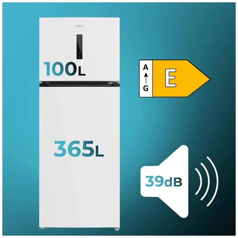 Frigorífico Blanco 465L No Frost con Motor Inverter y Puerta Reversible de Cecotec