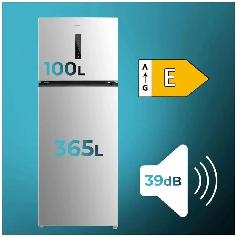 Frigorífico Inoxidable 465L No Frost con Motor Inverter y Eficiencia Energética E de Cecotec