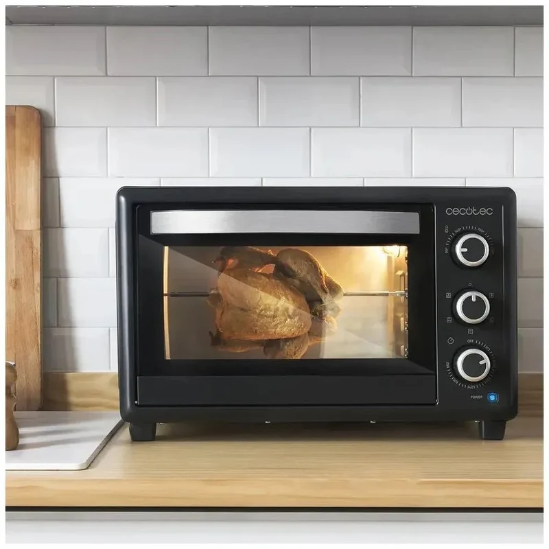 Horno de Convección de 30L con Sistema de Rotación de Carne y 5 Funciones de Cocción Eficientes de Cecotec