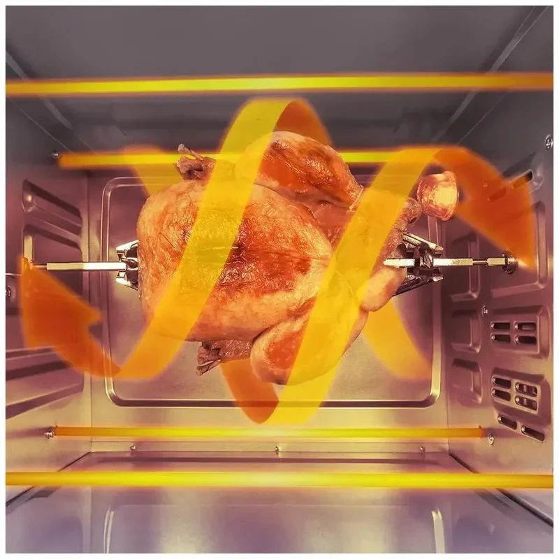Horno de Convección de 30L con Sistema de Rotación de Carne y 5 Funciones de Cocción Eficientes de Cecotec