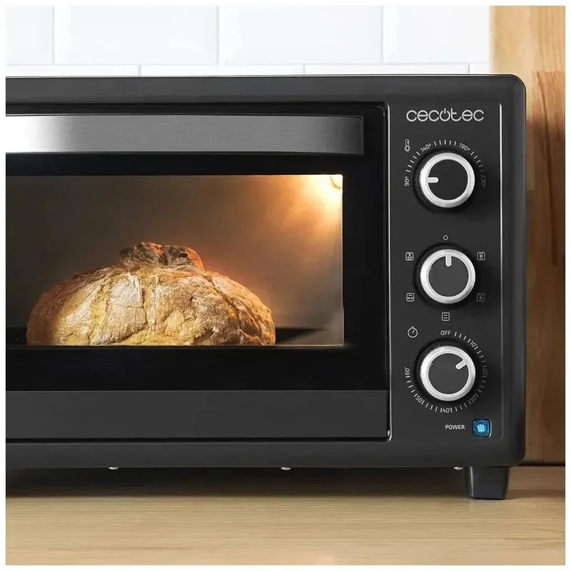 Horno de Convección de 30L con Sistema de Rotación de Carne y 5 Funciones de Cocción Eficientes de Cecotec