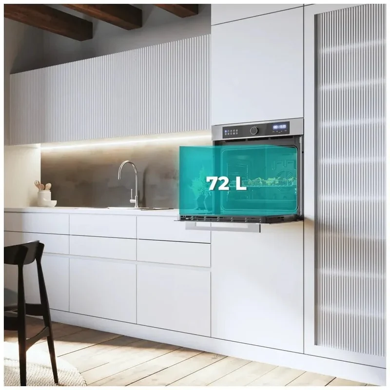 Horno Integrable Inox 72L con Airfryer, Vapor y 11 Funciones para Cocina Saludable de Cecotec