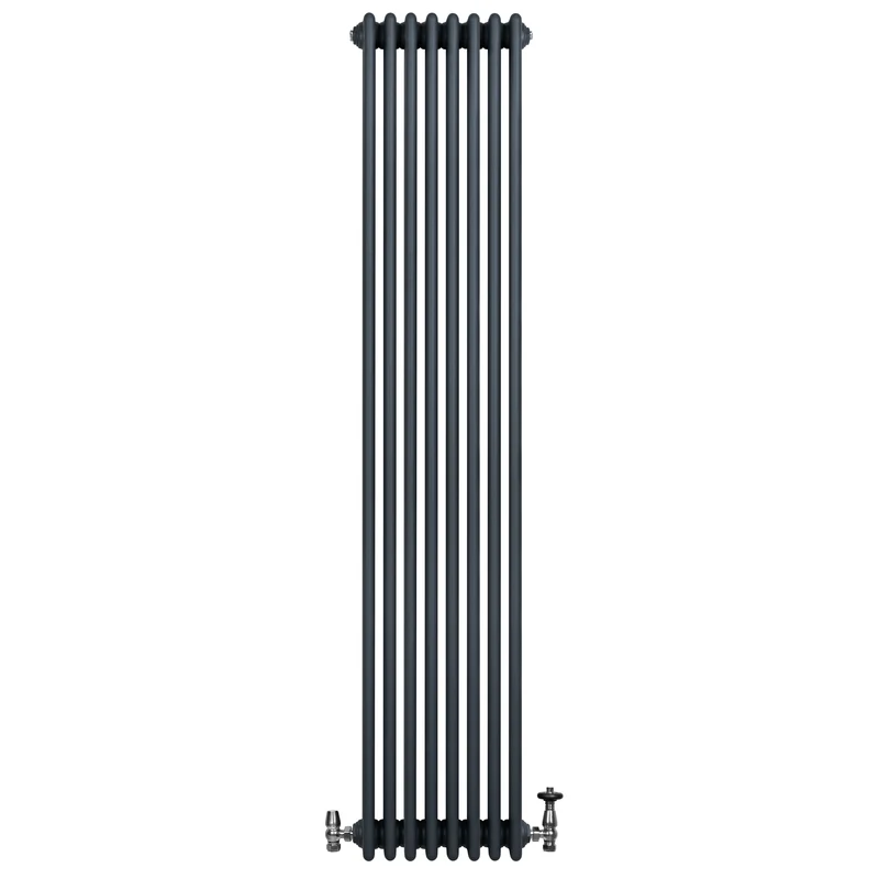 Radiador Tradicional de 4 Columnas y Válvulas – 1800 x 380 mm – Gris Antracita
