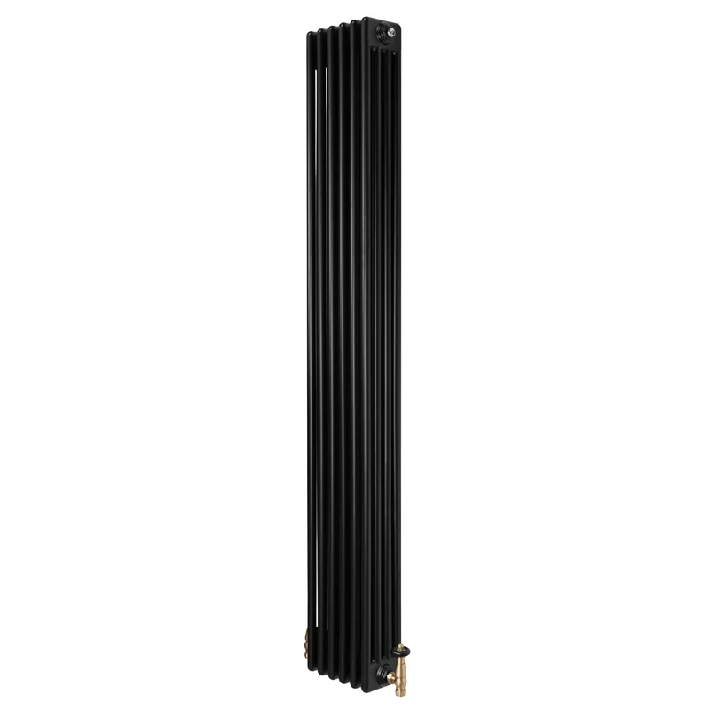 Radiador Tradicional de 4 Columnas y Válvulas – 1800 x 290 mm – Negro